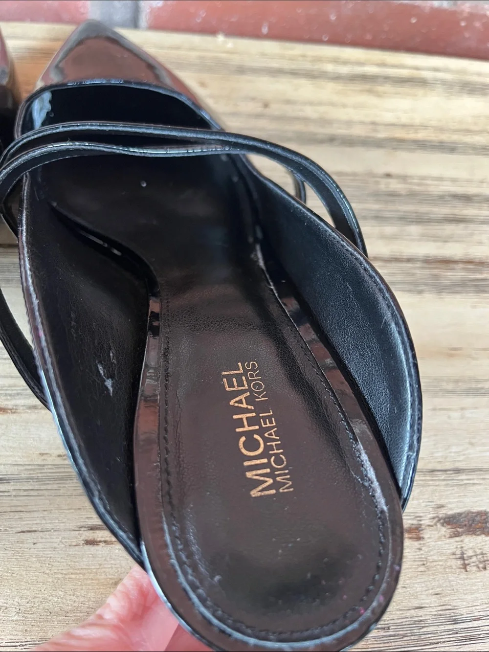 Michael Kors Black Patent Pointed  Kitten Heel Geneva